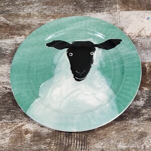 Anthropologie Sheep Plate Holly Frean The Farm #2 Cottage Decor Artsy Whimsical